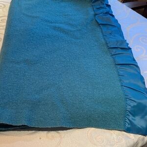 Luxurious Teal Throw Blanket with Satin Trim